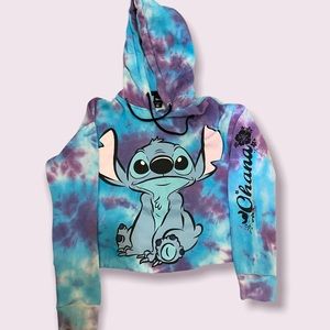 Disney Tie Dye Crop Sweater Lilo and Stitch Size Medium